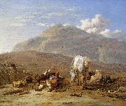 Karel Dujardin Southern landscape with young shepherd and dog oil painting